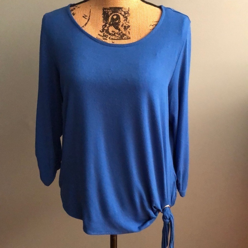 Dressbarn Blue Tie Top